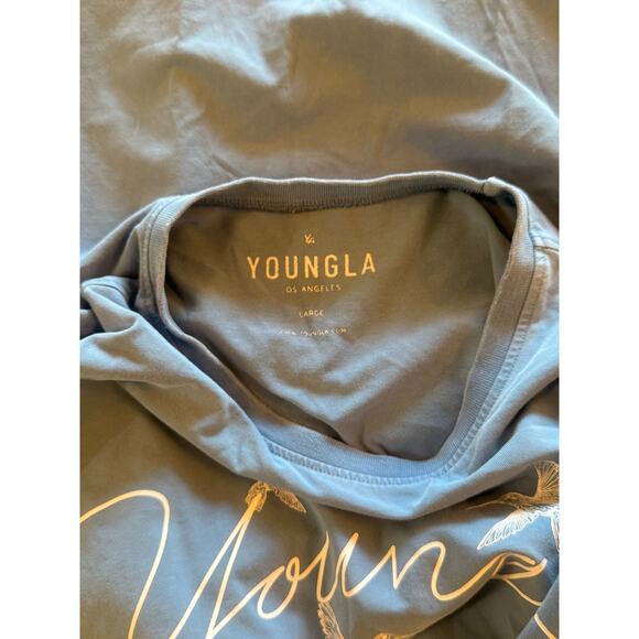 YoungLA Los Angeles T-Shirt Blue Graphic Script with Birds Size L - Picture 3 of 6